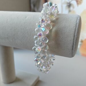 Elegant Iridescent Aurora Borealis Glass Beaded Bracelet